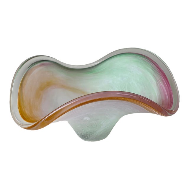 Mid 20th Century Murano Swirl Art Wave Bowl For Sale