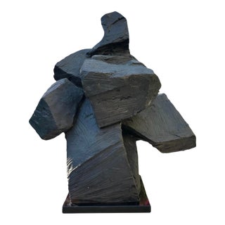 Ju Ming (Zhu Ming) Taichi Series Abstract Sculpture – Painted Copper (Bronze Finish), Marble Base, 19" H For Sale