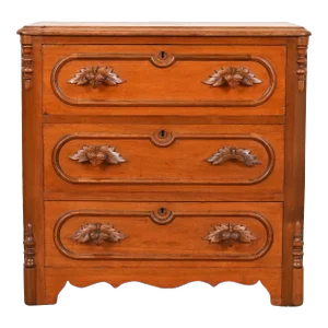 Early Widdicomb Victorian Carved Walnut Chest of Drawers, Circa 1870