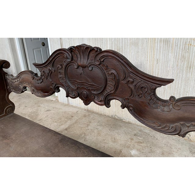 19th Century French Hand Carved Oak Settee or Park Bench For Sale - Image 4 of 18