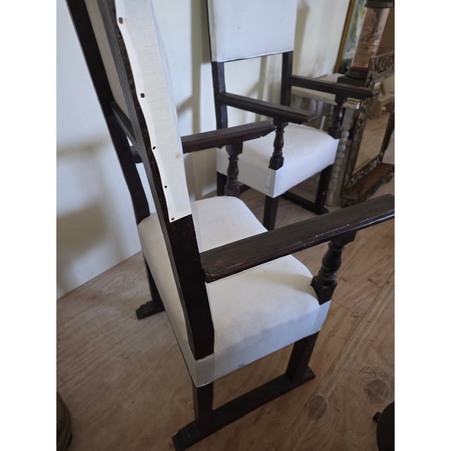 Wood Pair of Early Italian Hall Chairs With Giltwood Details For Sale - Image 7 of 12