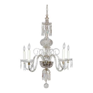 1920s Georgian Style Cut Crystal 5-Light Chandelier For Sale