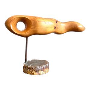 Vintage Boho Carved Wood Sculpture