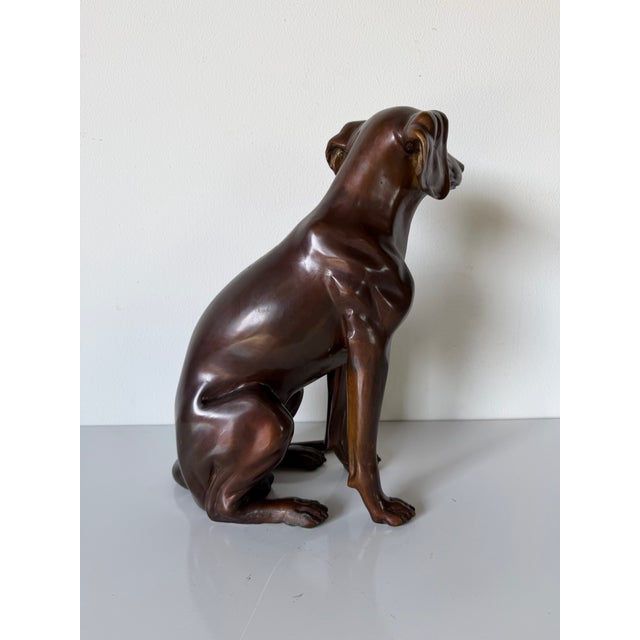 Vintage Life-Size Bronze Sitting Dog Sculpture For Sale - Image 9 of 12