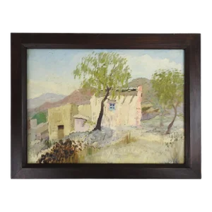 Vintage Rustic Plein Air Adobe Landscape Painting
