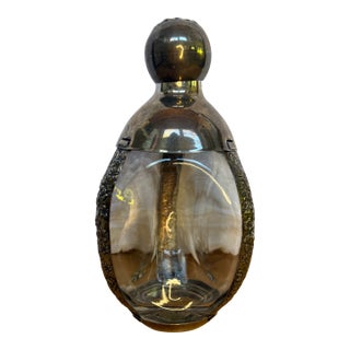 1930's Art Deco Sterling Silver Beautifully Etched Decanter For Sale