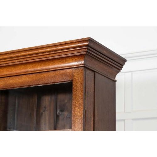 Large Antique English Oak Glazed Bookcase Cabinet, 1880 For Sale - Image 14 of 18