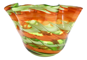 Vintage Italian Green and Orange Murano Glass Vase from Fratelli Toso, 1980s