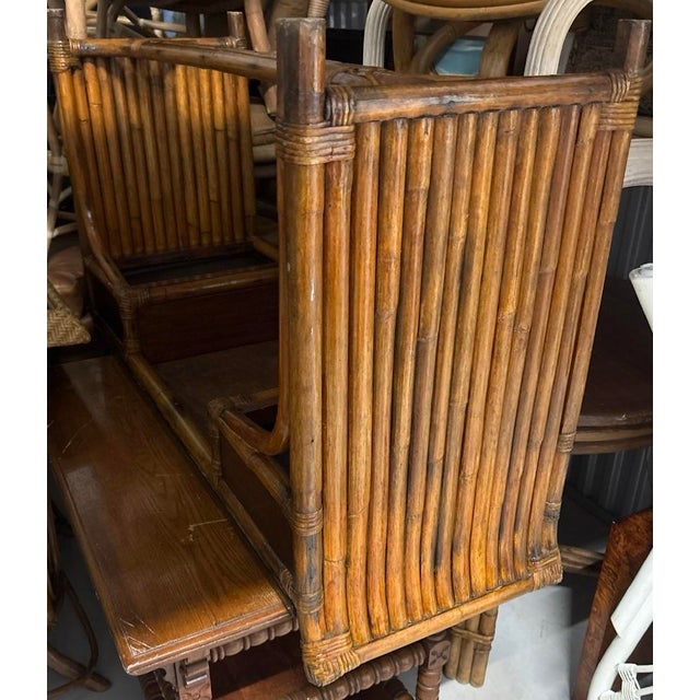 Burnt Umber Paul Frankl Attributed Mahogany Bamboo Desk or Entrance Table For Sale - Image 8 of 11
