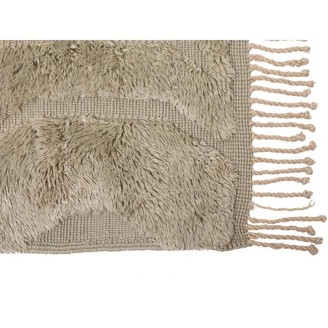 Sculpted Maze Hand-Knotted Moroccan Wool Rug | 7'9" X 6'2" | One of a Kind For Sale - Image 6 of 7