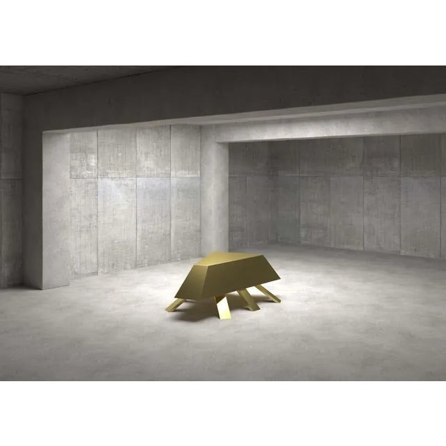 Insetto A sculpture coffee table totally in satin brass from the Nature collection designed by Sergio Ragalzi. Limited...