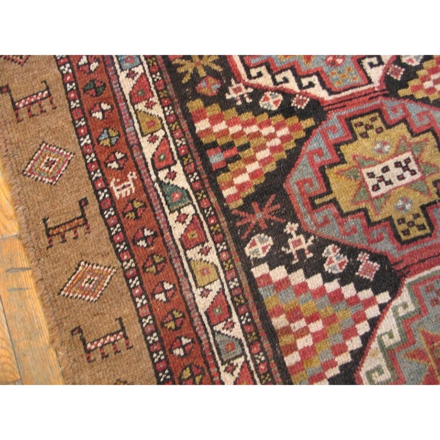 Late 19th Century 1880s Brown Geometric Tribal Antique Persian Kuridsh Rug 3'8" X 7'5" Handknotted Wool Carpet For Sale - Image 5 of 5
