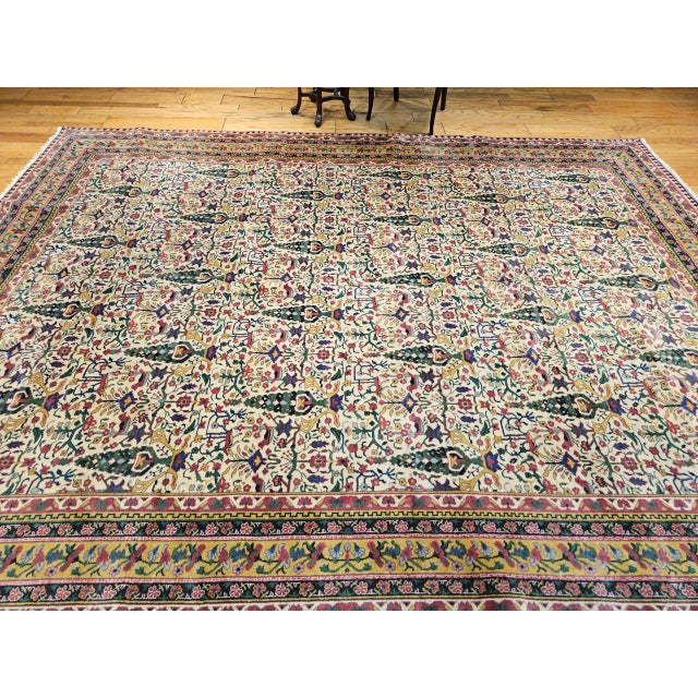 Early 20th Century Early 20th Century Indian Agra Rug, Handwoven “Tree of Life” Pattern, 9' x 12' For Sale - Image 5 of 14