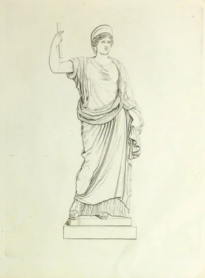 Antique Italian Copper Engraving - Female Statue