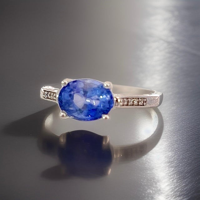 Natural Sapphire Diamond Ring 6.5 14k White Gold 2.36 TCW Certified For Sale - Image 11 of 16