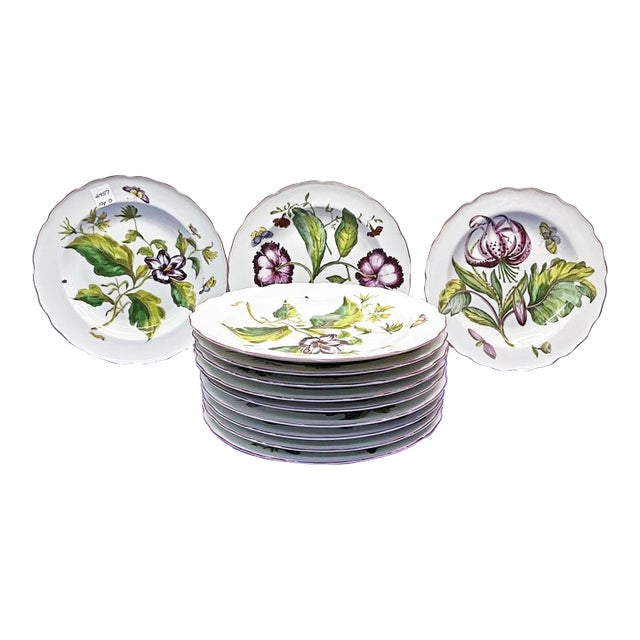 1980s Chelsea Botanical Plates by Mottahedah, Set of 12 For Sale
