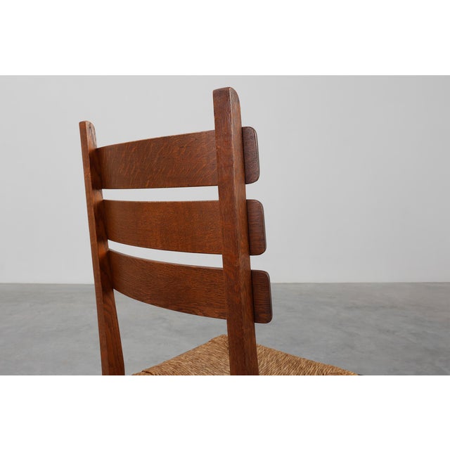 Wood Mid-Century Modern Brutalist Oak and Wicker Chair, 1960 For Sale - Image 7 of 18