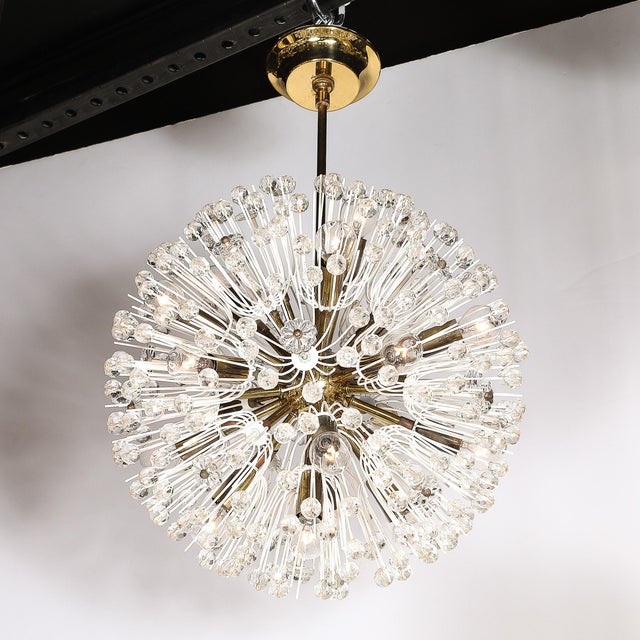 1950s Mid-Century Brass & Crystal Sputnik Chandelier by Emil Stejnar for Rupert Nikoll For Sale - Image 5 of 18