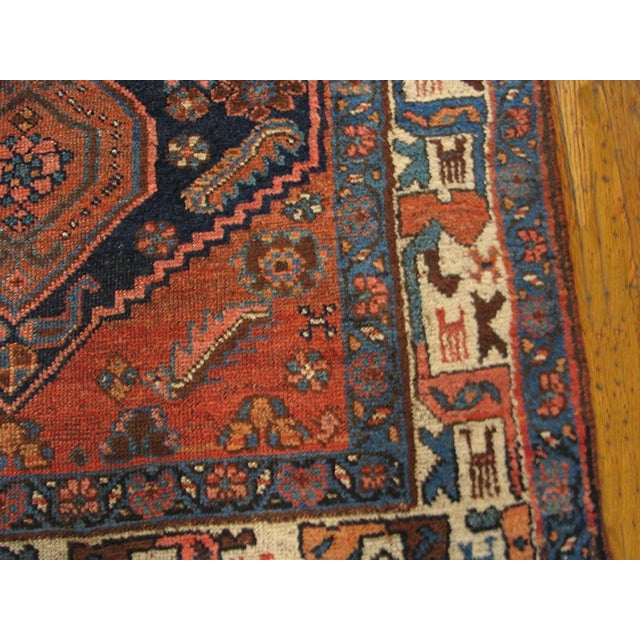 1930s Blue Navy Medallion Tribal Antique W. Persian Kurdish Rug 4' X 6'6" Knotted Wool Carpet For Sale In New York - Image 6 of 6
