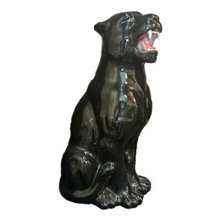 1980s Italian Fireside Porcelain Black Panther For Sale