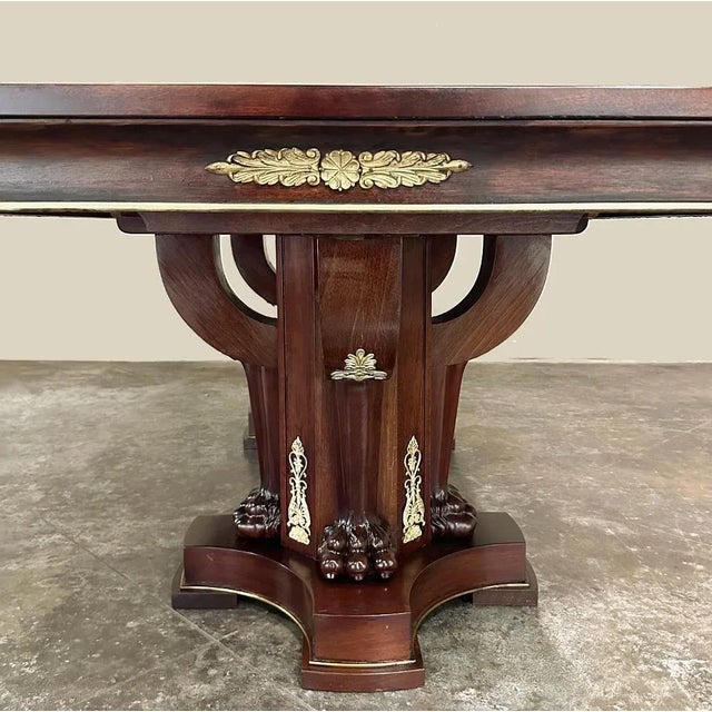 Antique French Empire Mahogany Double Pedestal Dining ~ Conference Table For Sale - Image 13 of 17