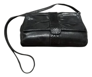 An Elegant 1960s Black Leather Shoulder Bag by Gucci