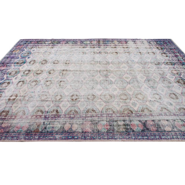 Shabby Chic Large Distressed Turkish Oushak Rug For Sale - Image 3 of 6