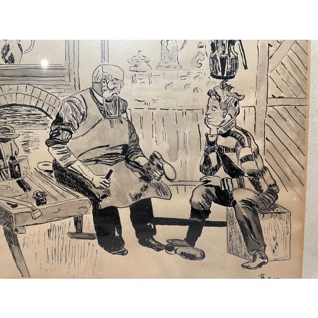 Rare Vintage Marion Bookman Cobbler Original Cartoon Illustration Ink Drawing For Sale - Image 9 of 12
