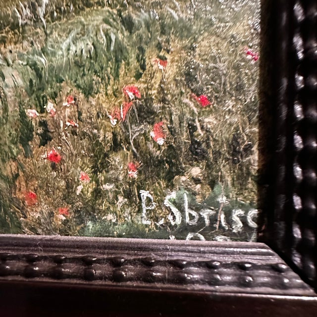 Farmhouse Vintage Pastoral Landscape Oil Painting in Mahogany-Tone Beaded Frame For Sale - Image 3 of 7