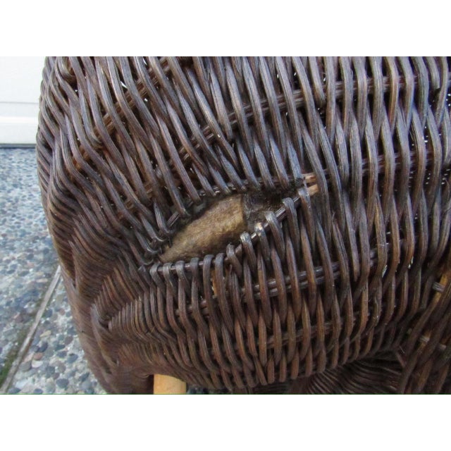 Vintage Whicker Elephant Stool For Sale - Image 11 of 17