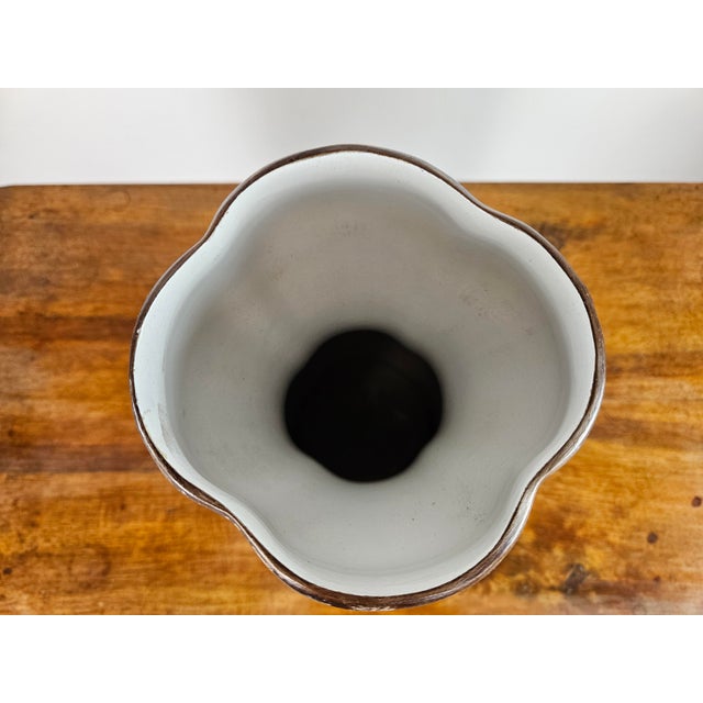 Brown Ceramic Vase with Floral Decorations, 1990 For Sale - Image 10 of 17