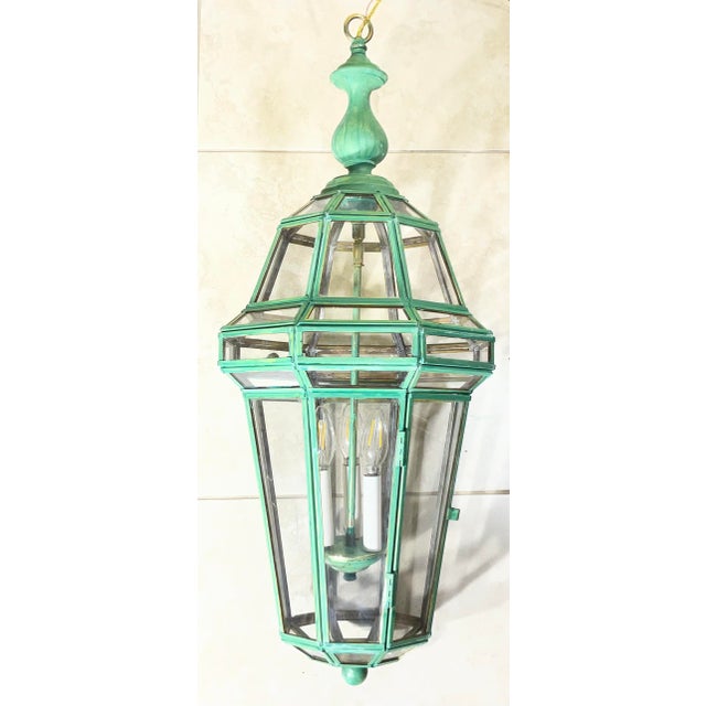 Metal Vintage Solid Brass French Style – Verdigris – Hexagonal Chandelier -31”h X 12”w For Sale - Image 7 of 17