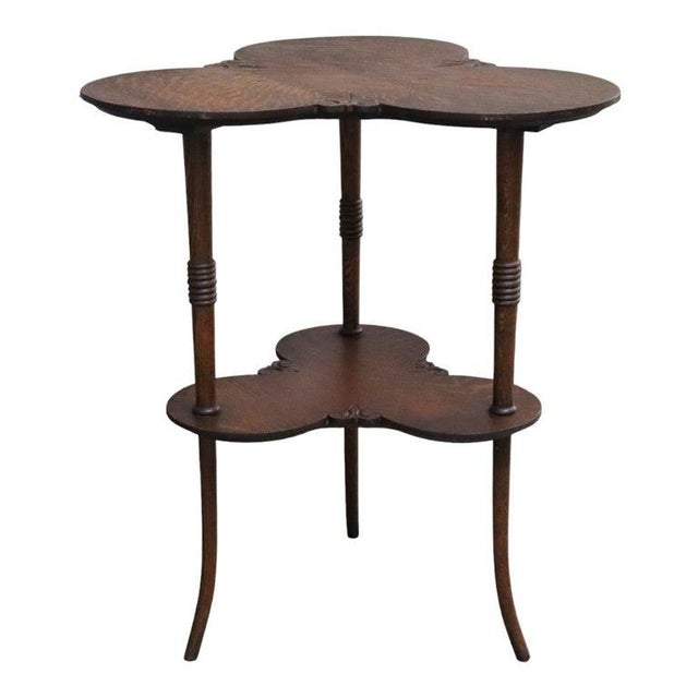1910s Horner School Oak Cloverleaf Side Table C1910 For Sale - Image 5 of 7