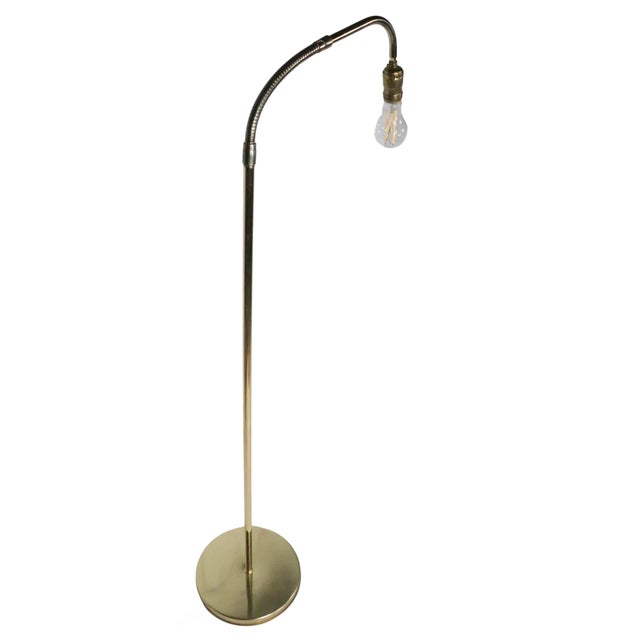 Koch & Lowy Mid 20th Century Brass Gooseneck Floor Lamp For Sale - Image 4 of 15