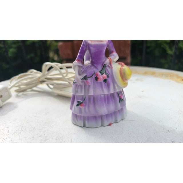 Art Deco Porcelain Lady with Flowers Lamp, 1920s For Sale - Image 3 of 12