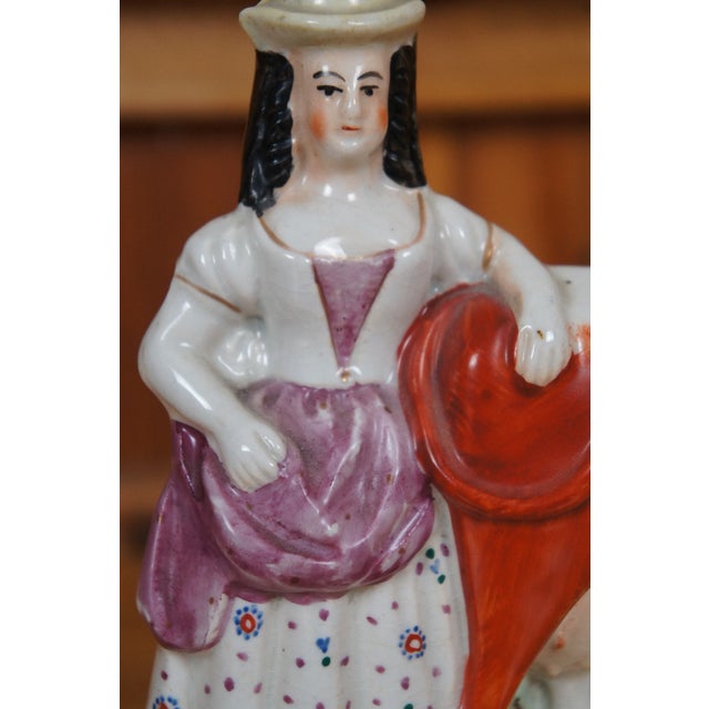 Ceramic Antique 19th Century Staffordshire Porcelain Cow Milk Maid Spill Vase Creamer For Sale - Image 7 of 12