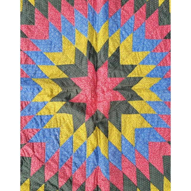 19th Century 19Thc Eight Point Star Quilt From Pennsylvania For Sale - Image 5 of 9