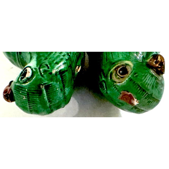 Green Pair #2 Chinese Export Porcelain Green Sancai Glazed Parrots For Sale - Image 8 of 8