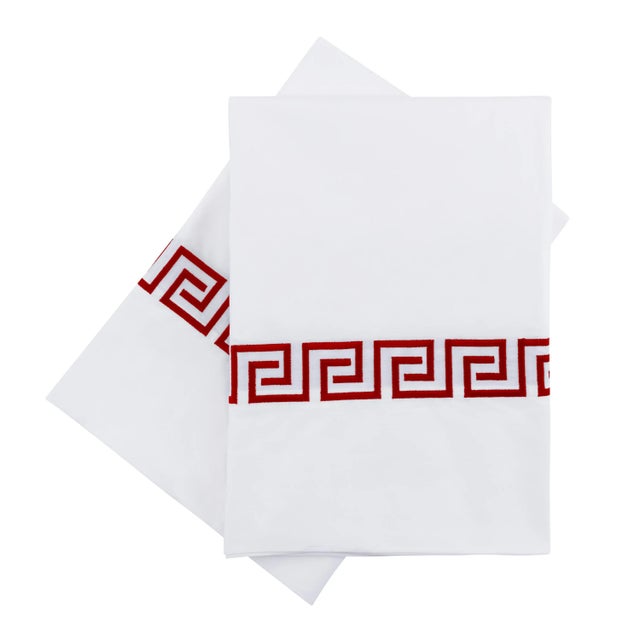 Greek Key Standard Pillow Cases, Red