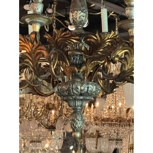 Vintage Italian Silver and Gold Leaf Chandelier For Sale - Image 4 of 7