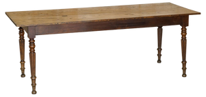 Antique French Two Plank Top Farmhouse Burr Fruitwood Refectory Dining Table, 1840s