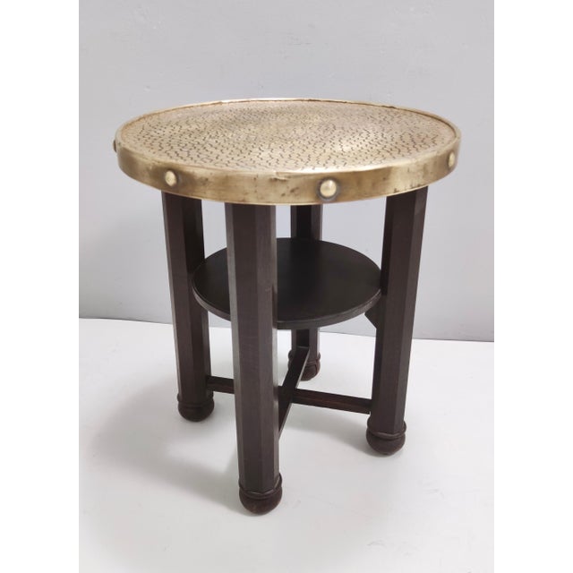 Secessionist Coffee Table with Shelf and Round Brass Top from Durmast, Austria, 1920s For Sale - Image 4 of 11