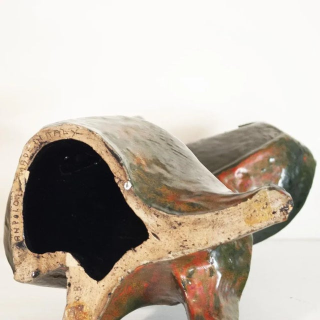 Ceramic Stylized Cat Sculpture in Polychrome Ceramic from San Polo Venice For Sale - Image 7 of 8