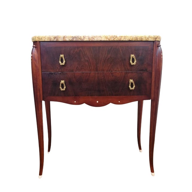 Art deco chest of drawers, after j. E. Ruhlmann, wood and marble, 40's – france exquisite chest of drawers in precious...