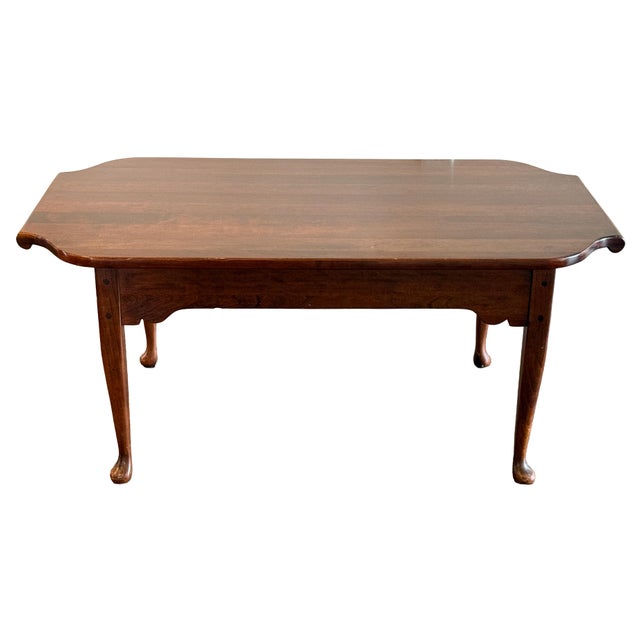 Traditional Vintage Lexington Bob Timberlake Solid Cherry Coffee Table With Cabriole Legs - Traditional Scalloped Top For Sale - Image 3 of 6