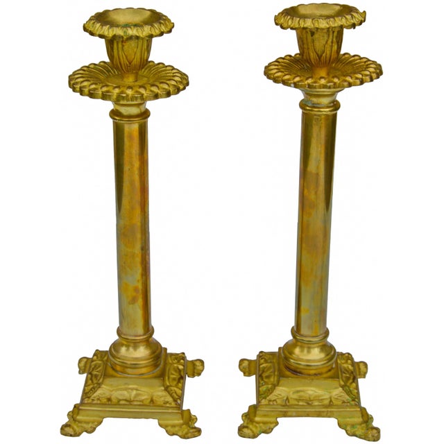 Mid 20th Century Vintage Brass Candleholders - S/2 For Sale - Image 5 of 5