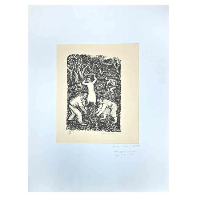 Maurice Louis Savin, Farmers, Original Lithograph, Mid-20th Century For Sale