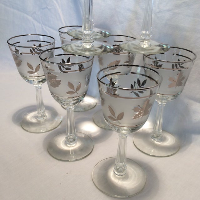 9 MidCentury Modern Libbey Silver Leaf Frosted Wine Glasses Chairish