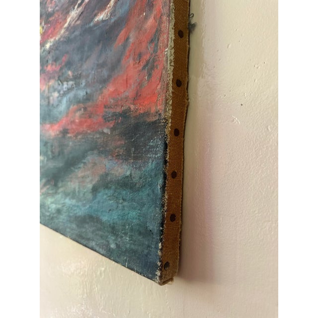 1950s Intense Mid Century Modern Oil Painting For Sale - Image 5 of 12