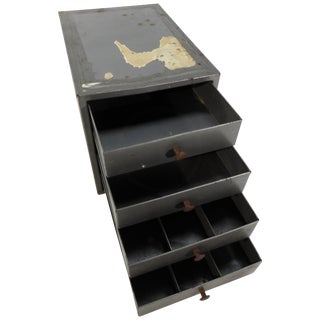 Midcentury Small Industrial Metal Box With Drawers For Sale